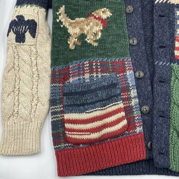 Polo Ralph Lauren Country Patchwork Cotton-Blend Shawl Cardigan Youth Size 6/7 - Picture 6 of 16